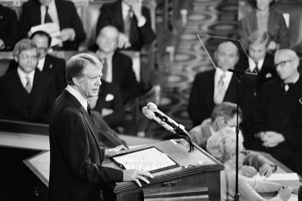 U.S. President Jimmy Carter delivering State of the Union Address to Joint Session of Congress, Washington