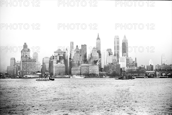 Downtown Cityscape and New York Harbor, New York City