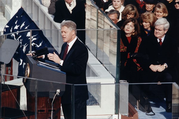 U.S. President Bill Clinton delivering his Inaugural Address on west front of U.S. Capitol