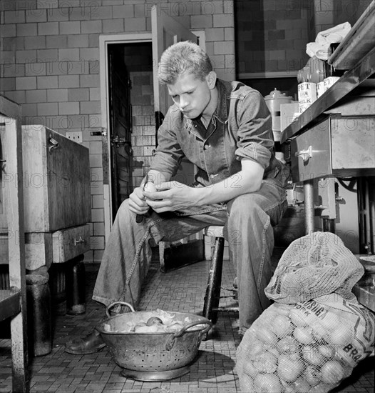 Sergeant George Camblair on kitchen police duty