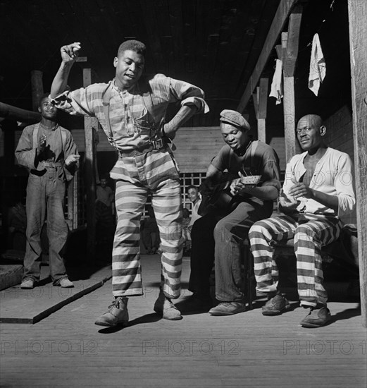 Convicts playing music and dancing