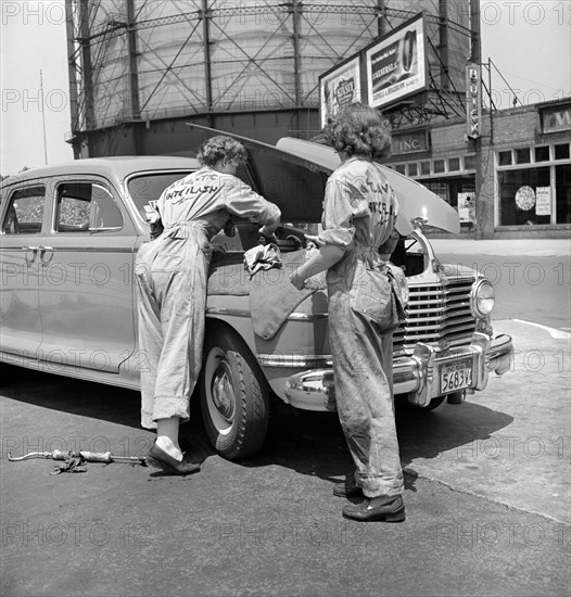 Women Garage Attendants at Atlantic Refining Company Garages