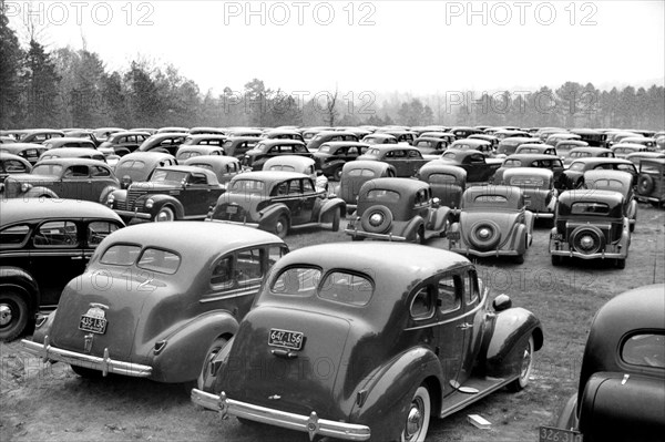 Cars Parked outside Stadium during Duke University-North Carolina Football Game