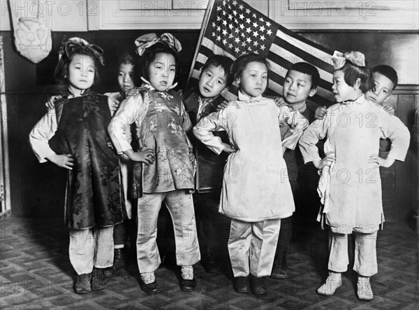 Chinese Children preparing Junior Red Cross Celebration for Abraham Lincoln's Birthday