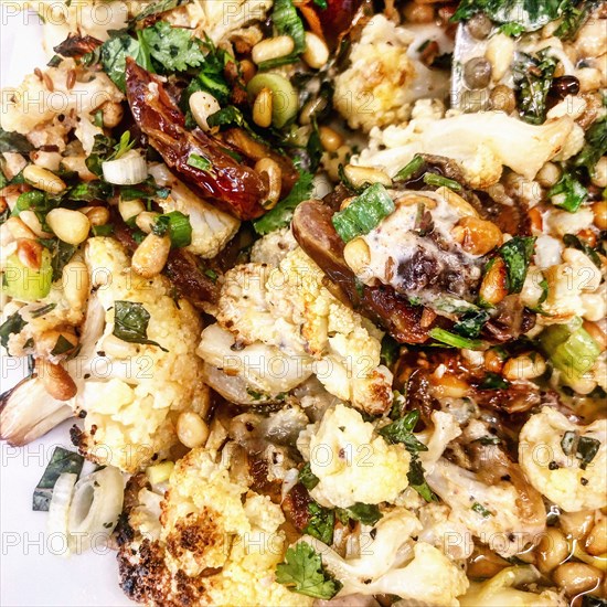 Roasted Cauliflower with Dates and Pine Nuts