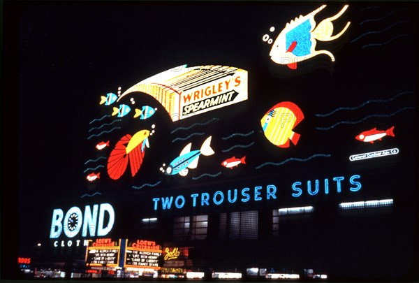 Times Square, billboards, street scene, New York City, historical,