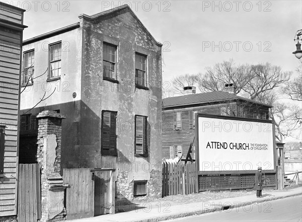 street scene, religion, billboard, Charleston, historical,