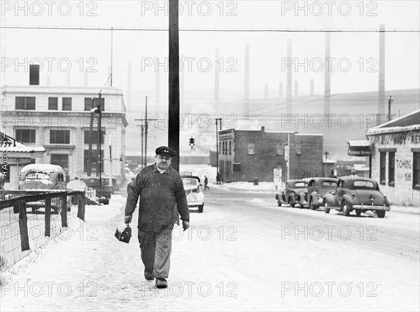 Steel Mill Worker going home for the day