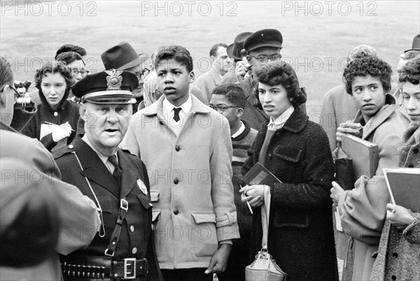 African American Students with Police Officer