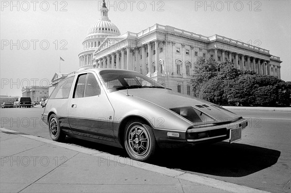 Electric car parked near U.S. Capitol Building