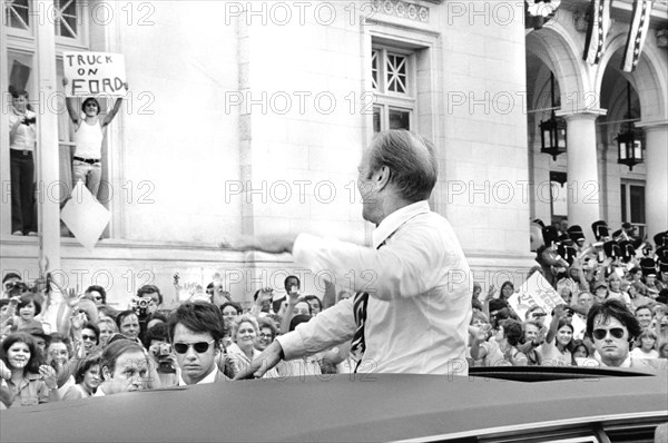 U.S. President greeting crowd