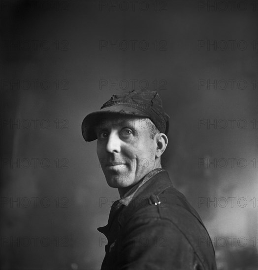 Worker in Roundhouse at Chicago and North Western Railroad yard