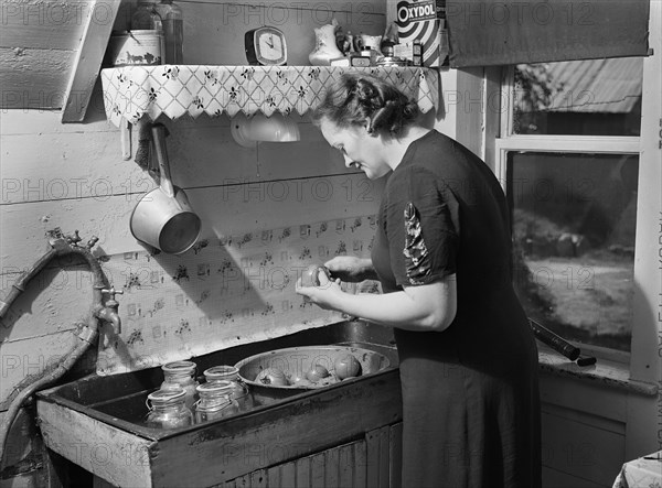 Dairy Farmer's Wife Peeling Tomatoes