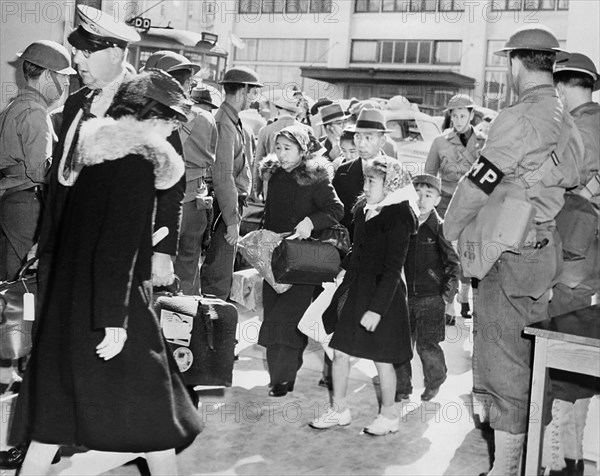 Japanese-American Family leaving for Relocation Center