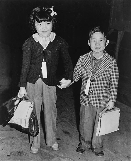 Brother and Sister leaving for Relocation Center