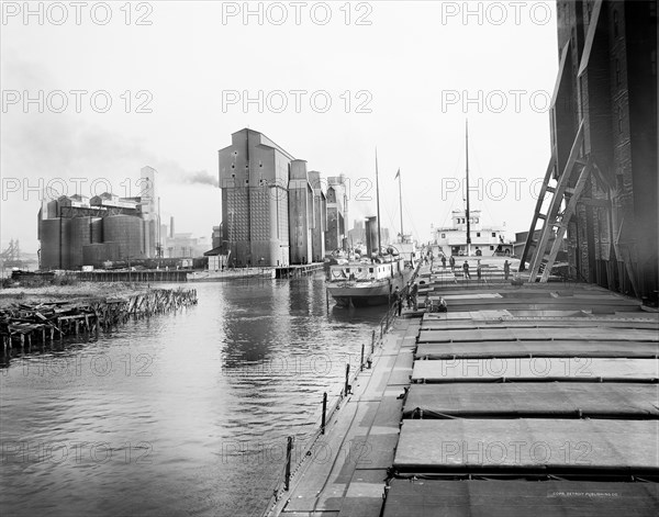 Cargo Ship Unloading Grain at Great Northern Elevator