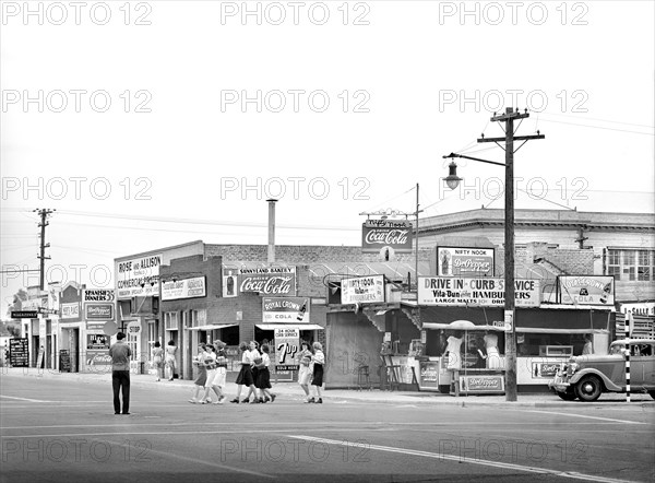 High School Students crossing Street