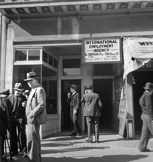 Men outside Employment Agency