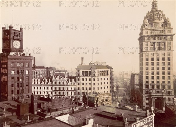 Newspaper Row including Chronicle and Call Buildings