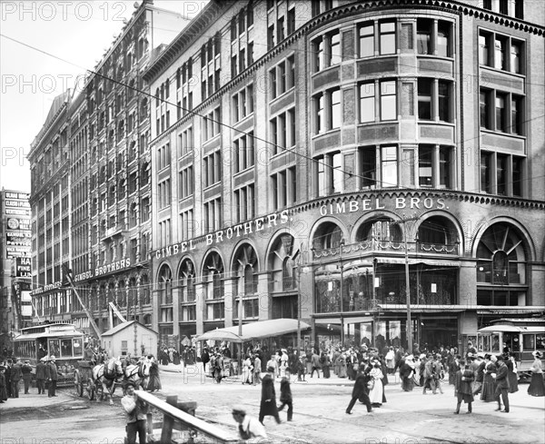 Gimbel Brothers Department Store and street scene