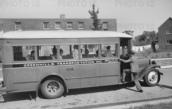 Bus traveling between Greenhills