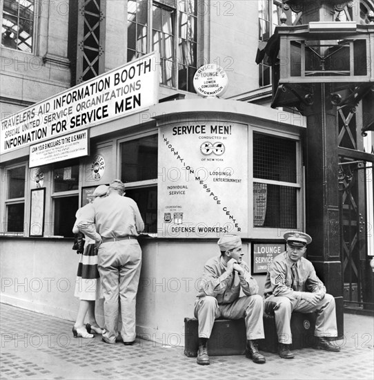 Military Service Men at Information Center