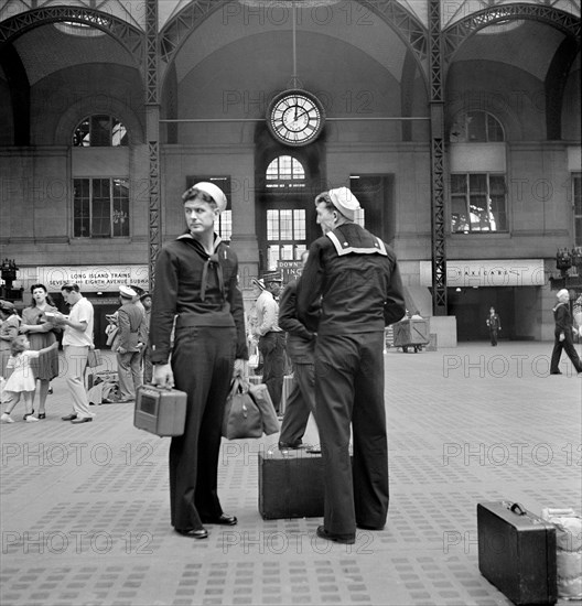 Sailors waiting for Train