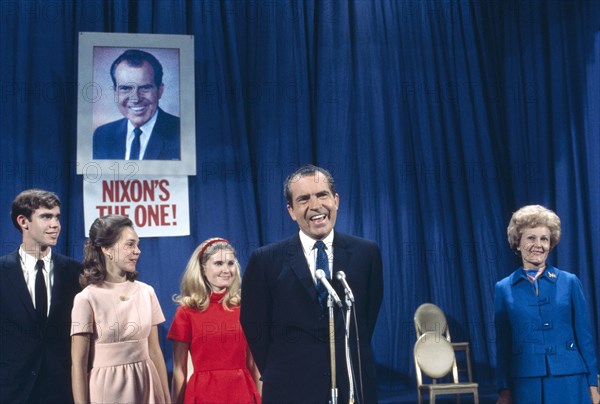 Republican Presidential Nominee Richard Nixon and family on Election Night