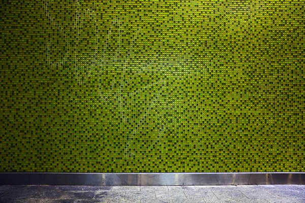 Green Tiled Subway Station Wall