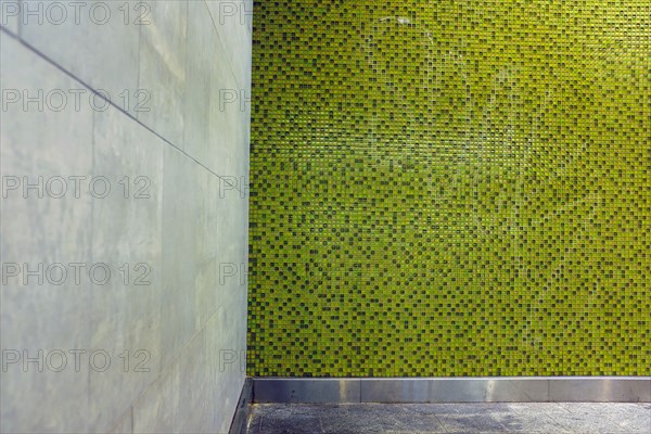 Green Tiled Subway Station Wall