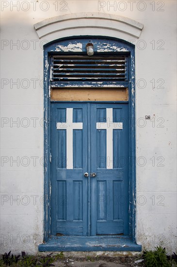 Blue Doors with Cross