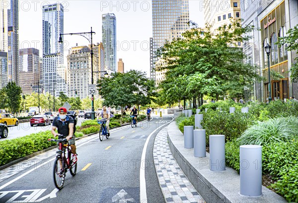 West Side Bicycle Lanes and Cityscape