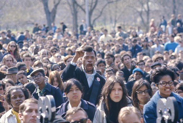 Crowd during protest against killing of Dr. Martin Luther King