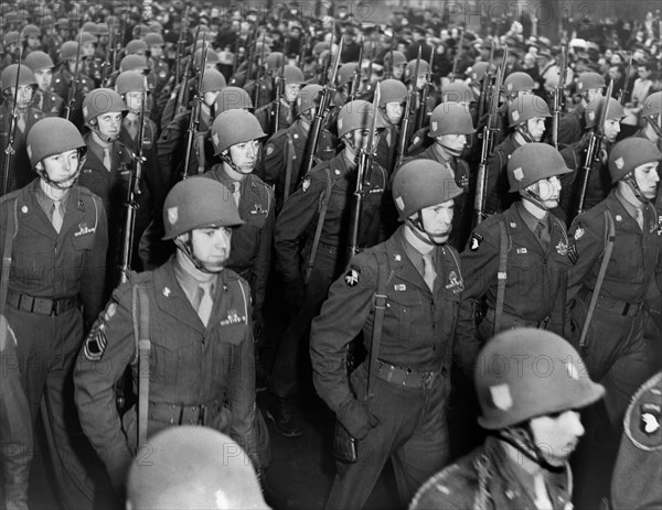 Soldiers marching in U.S. Army's 82nd Airborne Division parade