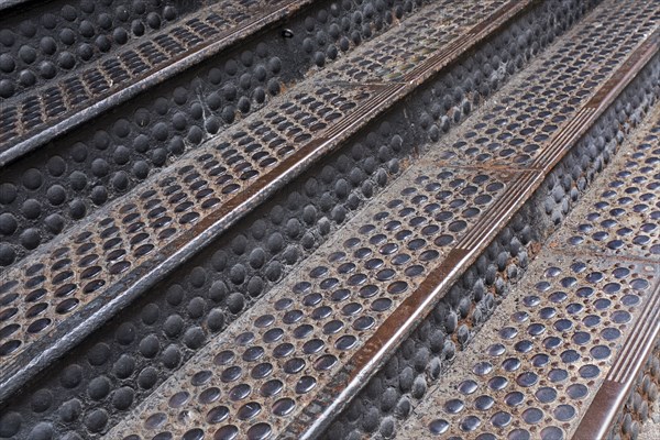 Industrial Steps with Glass Medallions
