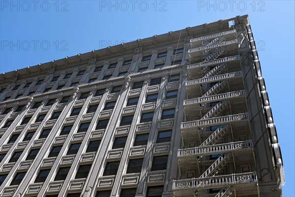 Cast iron fire escape on corner of building