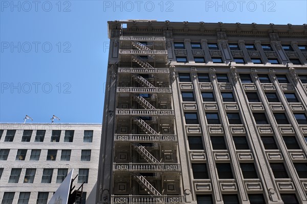 Cast iron fire escape on corner of building