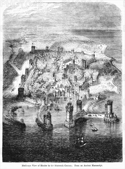 Bird’s-eye view of Rhodes in the Sixteenth Century