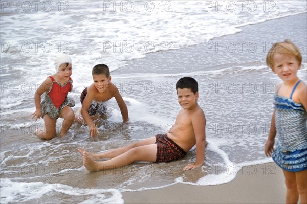 Four Young Children at Beach