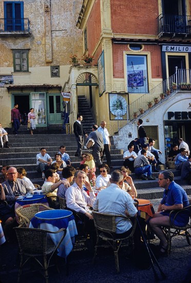 Tourists relaxing in Town Square