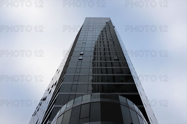Low Angle View of Modern Glass Building Exterior