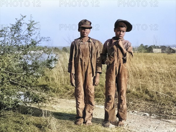 Full-Length Portrait of Two Boys in Rural Landscape
