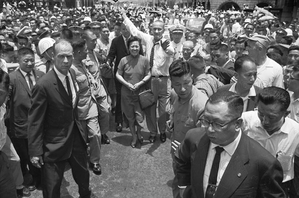 U.S. Vice President Lyndon B. Johnson greeting crowds