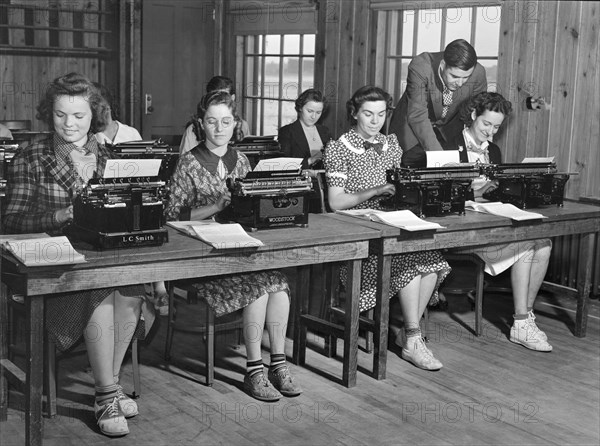 Students in typing class