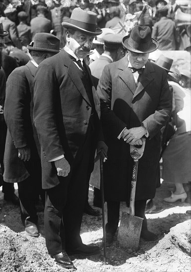 Sir Herbert Samuel and Winston Churchill at tree planting ceremony