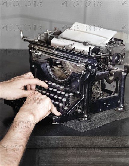 Typewriter used in information work. United States Department of Agriculture