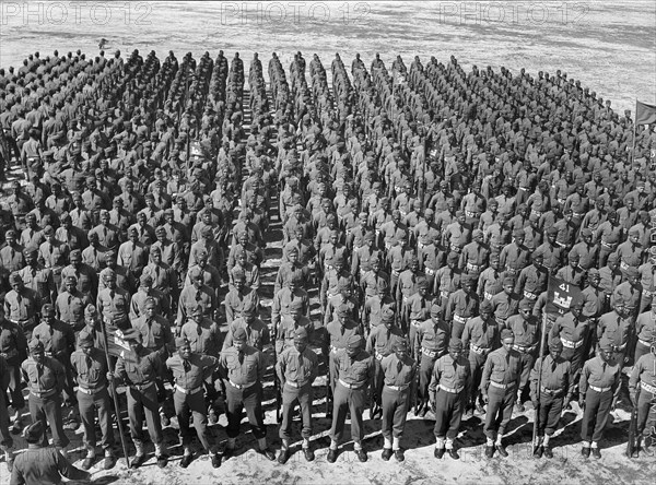 Soldiers of 41st Engineers in formation on Parade Ground