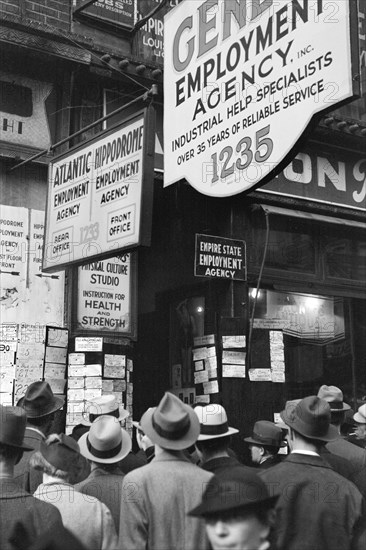 Crowd outside employment agency