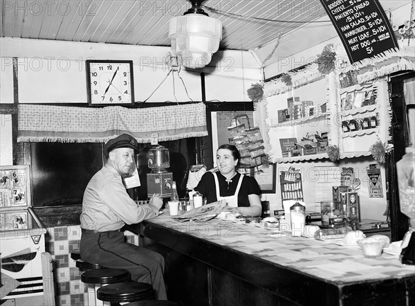 Truck driver in diner