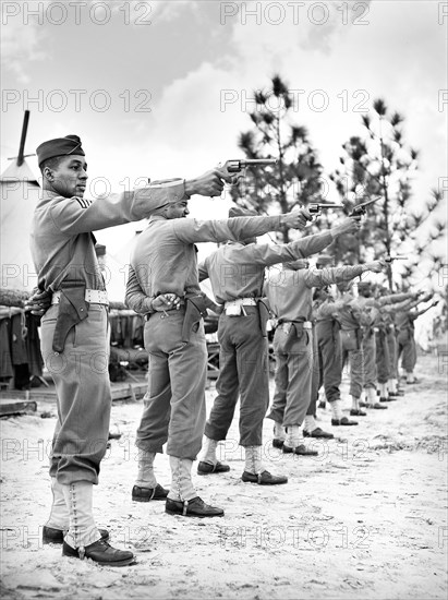 Sergeant Franklin Williams and soldiers of 41st Engineers at pistol practice